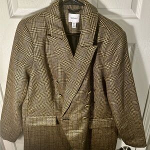 Nine West Checkered Blazer in Brown and Tan